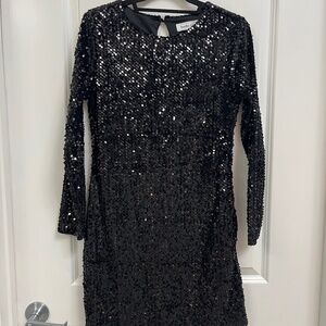 Studio 124 Black Sequin Long Sleeve Mini Dress (Size S)